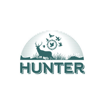 DEER and DOVE Hunter logo vector illustration