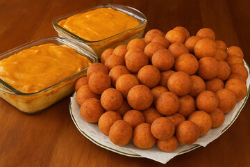 Fritters with custard ready for Christmas