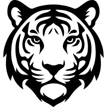 Minimalistic black tiger head silhouette
