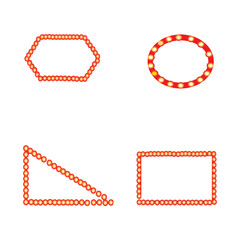 Illuminated red geometric frames: circle, hexagon, rectangle, triangle shapes. illustration