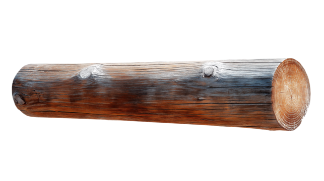 
Tree trunk, part of the tree, isolated on a white background in transparent png style, showing natural texture and solid wood structure.