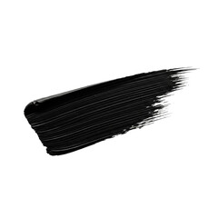 Deep dark black brush stroke with dry brush effect and bristle texture, horizontal tilt, centered on transparent background, copy space, clean studio light, high contrast, conceptual art element for