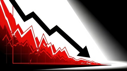 Financial Crisis Downturn Graph with Red Decline and Black Arrow.