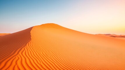 Golden Desert Dune Ripples in Sand under a Sky of Dawn, landscape , sanddune