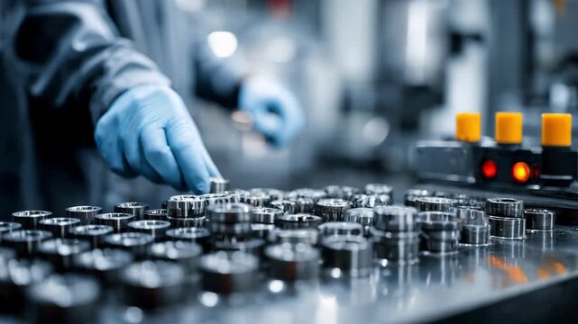 Medium shot of a technician inspecting hardened steel and carbide die materials side by side illustrating the differences in tool hardness for various industrial applications