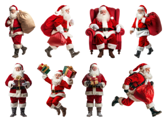 PNG Santa Claus festive activities showcase, element set on transparent background