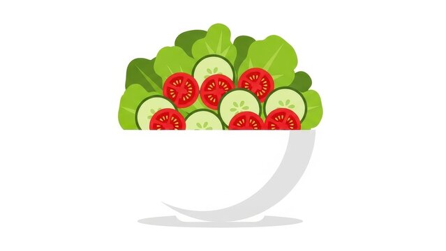 Fresh Salad Bowl with Lettuce, Tomatoes, and Cucumbers.