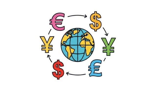 Global Currency Exchange and International Finance Concept.