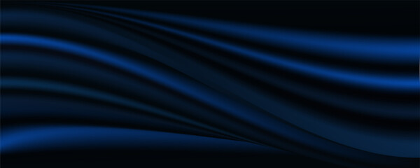 Navy blue background abstract cloth or liquid wave illustration of wavy folds of silk texture material.Vector background