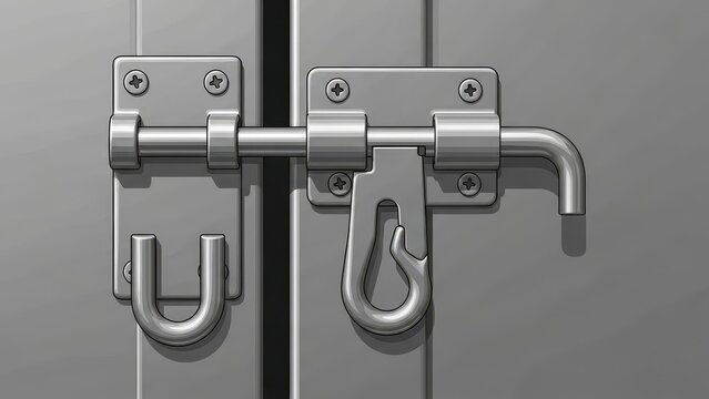 Heavy Duty Metal Bolt Latch Secured on a Metal Door.