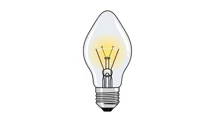 Illustration of a lit incandescent light bulb with a clear glass casing and a visible filament, isolated on a white background.