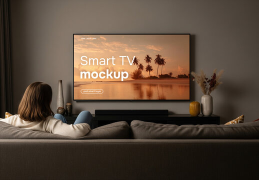 A television screen mockup in living room