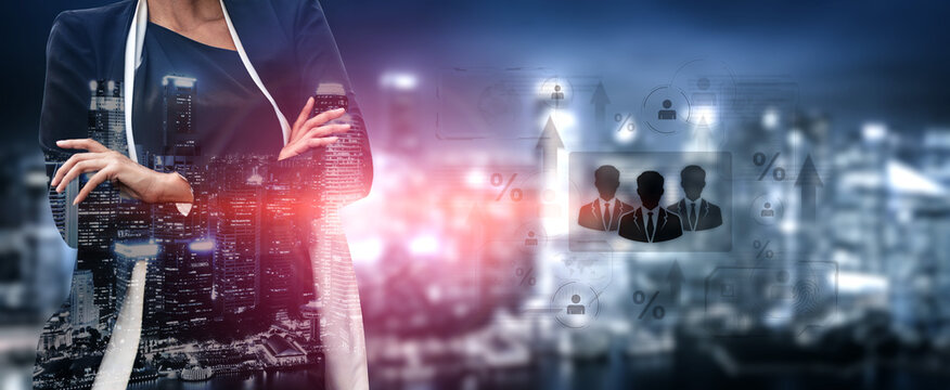 Concept of human resources metrics and workforce analytics. The data shows employee team performance, professional development, and overall business growth and success. Fermion