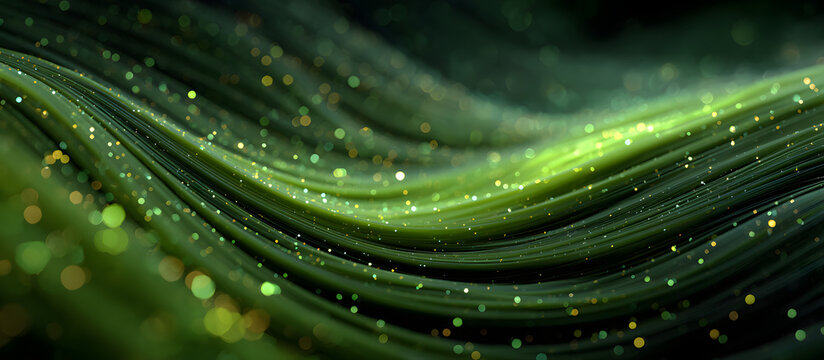 Glowing green abstract shape dark grainy black background noise texture futuristic dynamic poster