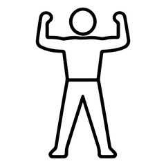 man in a winning pose vector line icon on a white background Vector line icon on a white background