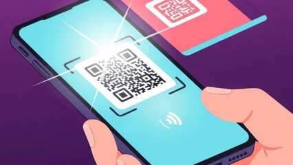 Scanning QR Code on Smartphone for Digital Payment or Information Access.