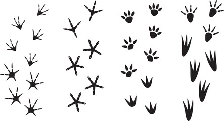 Naklejka premium Animal footprints silhouettes vector illustration isolated on background