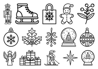 Naklejka premium PNG Festive holiday icon collection, element set on transparent background