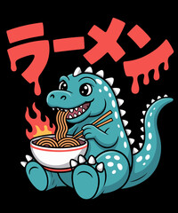 Cute Kaiju Ramen Kawaii Fun Japanese Noodle Food Lover