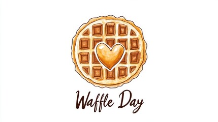 A delicious waffle with a heart in the center for waffle day isolated on white background a sweet treat to celebrate this special day