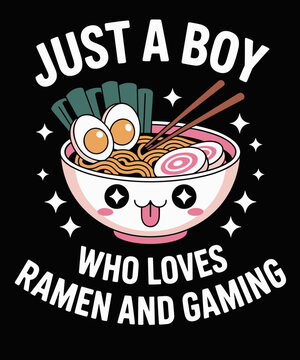Naklejki Just a boy who loves Ramen & Gaming funny