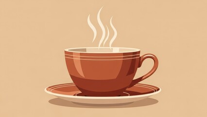 Fototapeta premium Steaming Hot Coffee Cup and Saucer on a Textured Background.