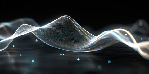Abstract Digital Wave with Light Trails and Particles