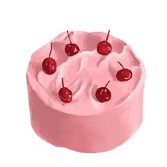 pink cherry cake illustration