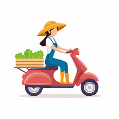 A farmer delivers fresh produce on a scooter, ready for delivery.