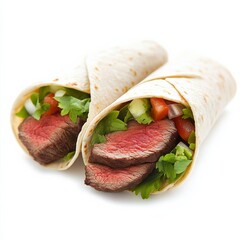 Juicy Steak Wraps with Fresh Greens and Tomato, quick lunch ,beef wraps