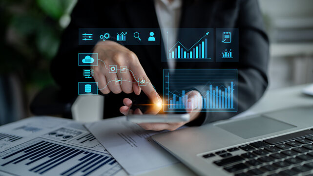 Data flow from database and cloud to processing and analytics dashboards, representing data analysis, automation, insight generation, and digital intelligence Latch