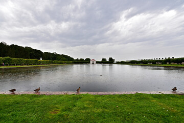 A pond in the park of the Tsarskoye Selo palace complex in autumn.
