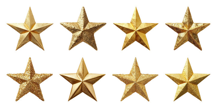 PNG Shiny golden decorative stars, element set on transparent background - Powered by Adobe