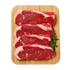 Fototapeta premium Raw Beef Steaks on Cutting Board, Meat , Food Prep