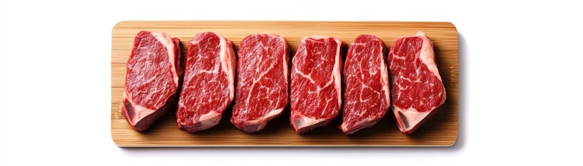Obraz premium Raw Ribeye Steaks on Wood Board - Fresh Meat, butchery