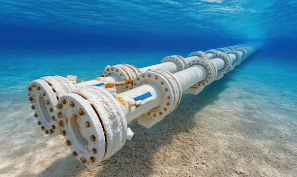 Cooling pipes are submerged, demonstrating an efficient data center in a marine setting