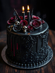 Banquete Oscuro: Tarta Gótica en Negro y Carmesí