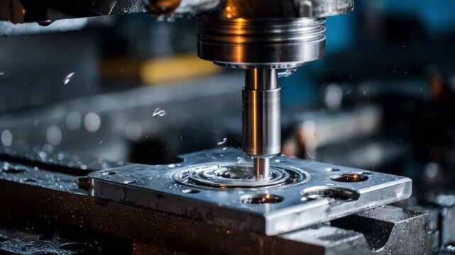 Metalworking process under a hydraulic press using fluid power with adjustable settings capturing versatility in metal forming techniques for various materials.
