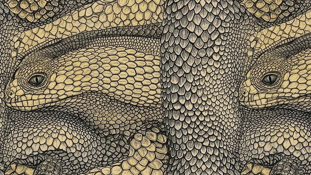 Intricate Snake Skin Pattern - A Reptilian Tapestry of Scales and Eyes.