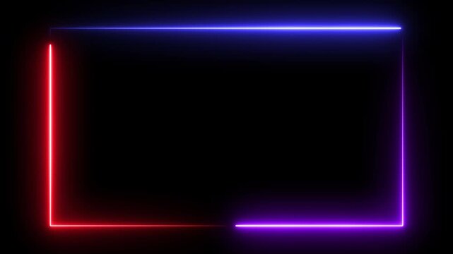neon purple red and blue glowing frame overlay animation on transparent background ideal for streaming events digital celebration themes and modern video design projects
