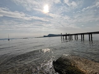 coastal view of lake garda in the morning