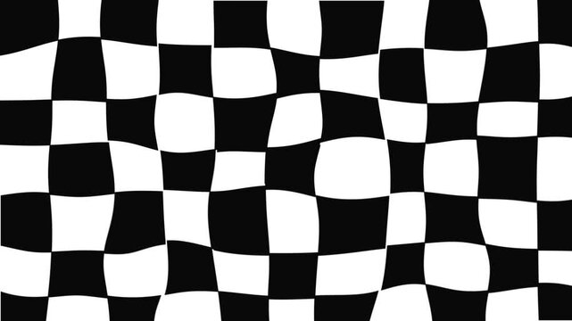 Wavy black and white checkerboard pattern background