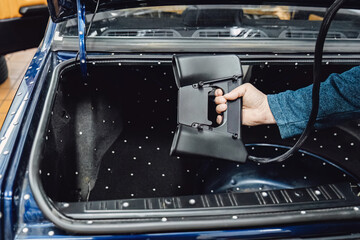 Precise 3D scanning of car trunk geometry for CAD reference measurement custom automotive part...