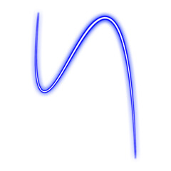 abstract glowing blue shape graphic element with transparent background