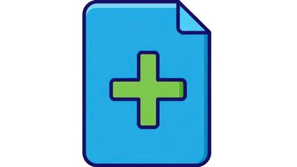 Fototapeta premium Blue Document Icon with Green Plus Sign Symbol.