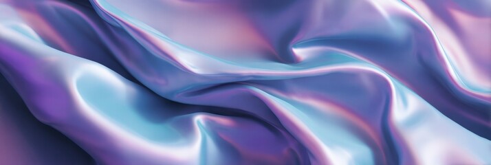 Vibrant iridescent silk fabric with light reflections and soft folds in pink and blue tones