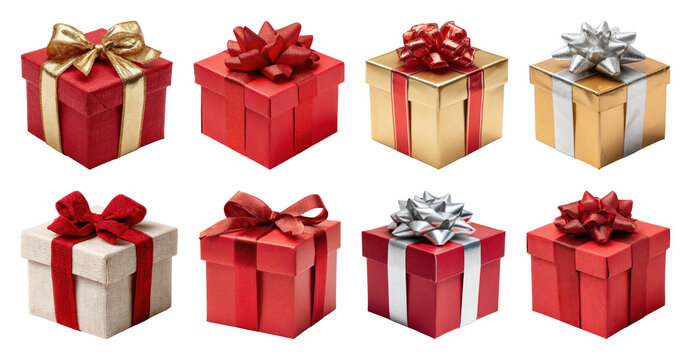 PNG Elegant festive gift boxes collection, element set on transparent background