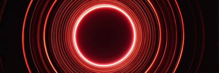 Glowing red neon circular light with swirling motion effect