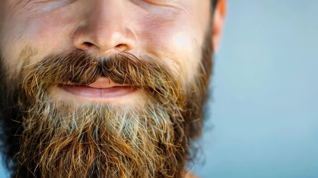 Portrait of Beard Man: A captivating close-up of a man's face, highlighting his full, rugged beard. The texture of the beard is a blend of colors and highlights his facial expressions.