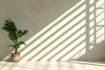 Dynamic Office Room Mockup Background with Geometric Striped Light Pattern, Diagonal Illumination, and Abstract Shadows Creating a Modern Ambiance